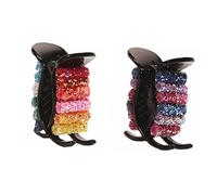 HAPINARY 2pc Candy Colored Rhinestone Hair Claws Fashion Hair Clips for Updos Easy to Match with Various Outfits Durable Grippers for Daily Wear Eye Catching Accessories