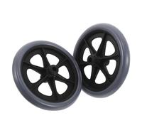 HAPINARY 2pcs 8 Inch Grey Plastic Bearing Front Wheels Replacement for Wheelchair and Rollator, Solid Rubber Swivel Small Wheels for Manual Mobility Aid, Suitable for Safe Indoor