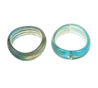 HAPINARY 2pcs Acrylic Green Bangle Bracelets for Women with Irregular Geometric Shape and Wide Band, Retro 90s Style Chunky Bracelets, for Daily Outings and Summer Beach Occasions