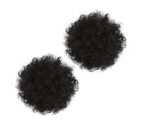 HAPINARY 2pcs Afro Curly Hair Bun Extensions High Temperature Silk Fake Hairpieces Lightweight Women Hair Accessories for Daily Use Parties Cosplay Realistic Natural Look