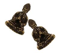 HAPINARY 2Pcs Brass Buddha Pendant Keychain Jewelry Charm for DIY Bracelets Handmade Crafts Feng Shui Home Decoration Women and Lovers