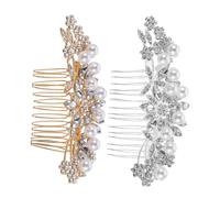 HAPINARY 2pcs Bridal Hair Comb Lightweight Pearl Rhinestone Side Hair for Women Silver Gold Wedding Accessories Versatile Elegant Design for Brides