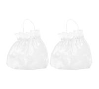 HAPINARY 2pcs Bride Bag Bridal Flower Clutch Satin Polyester White Wedding Party Bridesmaid Bag