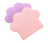 HAPINARY 2pcs Cat Paw Face Exfoliating Sponges Glove-Style for Gentle Cleansing and Makeup Removal High Density Soft Bath Pads in Pink and Purple for Sensitive Skin Care