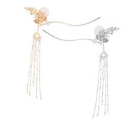 HAPINARY 2pcs Chinese Hair Sticks for Hanfu Women and Vintage Metal Flower Tassel Hair Chopsticks Elegant Cultural Heritage Hairpins with Dangle Pendant Easy Maintenance