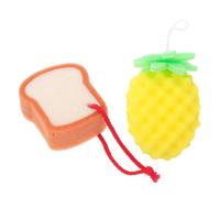 HAPINARY 2Pcs Colorful Baby Bath Sponge Soft Skin Cleaning Scrubber for Toddler Bathing Fun Shapes Random Color String for Easy Storage