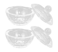 HAPINARY 2pcs Crystal Nail Art Cups Mini Acrylic Liquid Containers Lids Nail Art Liquid Cup Manicures Powder Mixing Glass Holder for Professional Salon Use
