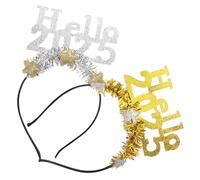 HAPINARY 2pcs Digital Draw Hairband Happy Year Women Party Hair Accessories for Year Eve Celebrations Glitter Headband