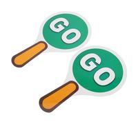 HAPINARY 2pcs Double-Sided Small Stop Sign Handheld Paddle with Red Green Traffic Light for Traffic Safety Game Classroom Road Waterproof Signs