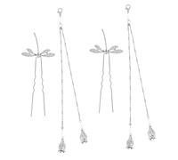 HAPINARY 2pcs Dragonfly Tassel Hair Sticks for Buns Festive Chinese Hair Accessories for Wedding Banquet Events