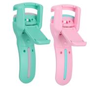 HAPINARY 2pcs Eyelash Curler Plastic Makeup Tool with Anti-Skid Handle Lightweight Portable for Women Travel and Party Lash Curling Clips in Pink and Blue