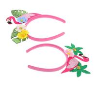 HAPINARY 2pcs Flamingo Headbands with Palm Tree Design, Comfortable Cloth and Felt Material Hair Accessories for Hawaiian Party Favors and Tropical Photoshoots