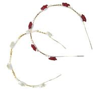 HAPINARY 2pcs Flower Headbands Rhinestones Elegant Crystal Headpiece for Weddings Bridal Showers Parties and Special Occasions Red White Colors Included
