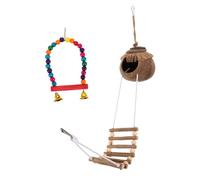 HAPINARY 2pcs Hanging Coconut Bird Nest Bird Cage Accessories Parrot Climbing Net Swing for Budgie Cages