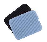 HAPINARY 2pcs Heat-Resistant Silicone Mat for Hair Straighteners and Curling Irons Non-Slip Portable Travel Heatproof Mat in Black and Nordic Blue Insulated Protection for Hot Styling Tools