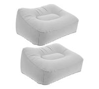 HAPINARY 2PCS Inflatable Foot Rest Pillow for Travel with Quick Inflate PVC Soft Portable Airplane Leg Rest Cushion with Slip Flocked Surface Height for Office Outdoor Camping
