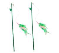 HAPINARY 2pcs Interactive Cat Teaser Wand with Durable Plume Funny Indoor Cat for Self Play Reduces Anxiety Stimulates Natural Instincts