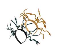 HAPINARY 2pcs Medusa Snake Headpiece Bendable Egyptian Pharaoh Crown in Deep Green and Earthy Gold Plastic Vinyl Hair Bands for Women Halloween Costume Dress Up Headdress