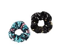 HAPINARY 2pcs Mermaid Sequin Stretch Hair Rings Elastic Ponytail Holders for Women Shiny Color-change Hair Ties for Everyday and Special Occasions