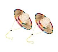 HAPINARY 2pcs Mexican Dog Hats Lightweight Handmade Woven Brim Puppy Hat for Party Daily Decor Colorful Accessories for Cinco De Mayo and Birthday Celebrations