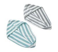 HAPINARY 2pcs Microfiber Hair Drying Cap Set Fast Drying Shower Towel for Home and Travel Super Absorbent Soft Stripe Design Includes 1 Grey and 1