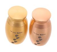 HAPINARY 2pcs Mini Pet Memorial Urns Small Metal Ashes Holder Box with Paw Print for Dog Cremation Keepsake Storage of Hair Teeth Remains Compact Memorial Tribute