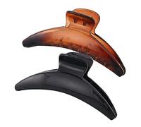 HAPINARY 2pcs Moon Shape Jaw Clip for Women Plastic Hair Grabber Black Tortoise Shell Pattern Lightweight Hair Accessory for Shower and Home Use