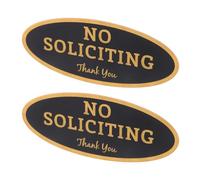 HAPINARY 2pcs Oval No Soliciting Door Sign Self-adhesive Acrylic Stickers for Front Door Home Use, Visible from Afar and Easy to Use, Weatherproof Office and House Label