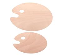 HAPINARY 2pcs Oval Wood Painting Palettes for Color Mixing Durable Handheld Artist Pallet Boards Suitable for Watercolor Oil Gouache Pigments for Art Lessons and Small Projects