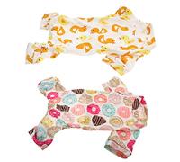 HAPINARY 2pcs Pajama Warm Cotton Dog Clothes for Fall Cute Designs for Dogs Cats for Home Relaxation and Outdoor Fun
