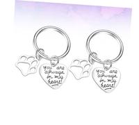 HAPINARY 2pcs Pet Bereavement Gifts Heart Keychain for Dogs Pet Souvenir Keyring Animal Keyring Hanging Fashion You Are Letters Printed Keychain