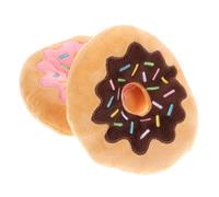 HAPINARY 2pcs Plush Doughnut Dog Chew with Squeaky Sound Soft Pet Playing for Chewing Grabbing and Reducing Destructive Behavior Random Color Random Color
