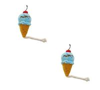 HAPINARY 2pcs Plush Squeaky Dog Toy Puppy Chew Ice Cream Cone Indestructible Dog Toy Teething for Cats