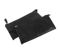 HAPINARY 2pcs Pu Leather Pencil Bag with Zipper, Portable Handheld Pen Case for Students and Women, Spacious Interior Design for Study Sessions and Campus Use, Black