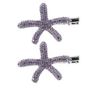 HAPINARY 2pcs Purple Sea Star Hair Clips Rhinestones, Sturdy Zinc Alloy Clips Featuring Comfortable Material and Unique Ocean Design, Hair Accessories for Women on Special Occasions