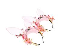 HAPINARY 2pcs Rabbit Ear Headband Bunny Floral Crown for Fairy Halloween Christmas Party Cute Animal Ear Headpiece
