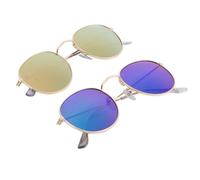 HAPINARY 2pcs Retro Circular Sunglasses for Beach Vacation and Outdoor Activities, Metal Frame with Fashion-forward Design and Practical Features, Stylish and Chic Eyewear Accessory