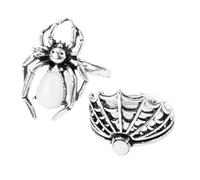 HAPINARY 2pcs Retro Punk Spider and Spider Web Rings for Women, Silver Alloy Statement Rings for Halloween and Wedding Accessories