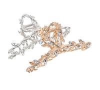 HAPINARY 2pcs Rhinestone Jaw Hair Clips Large Leaf Shape Metal Claw Clips for Thick Hair with Firm Grip Comfortable Hold Luxury Alloy Finish in Gold and Silver Sparkling Barrettes for Women