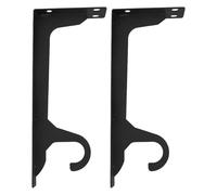 HAPINARY 2pcs Shelf Bracket Pole Holder Black Cold Rolled Steel Floating Shelf for Kitchen Heavy Duty Rod Holder with Hooks Prevents Rods from Sagging Smooth Finish for Wardrobe Storage