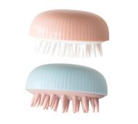 HAPINARY 2pcs Silicone Scalp Scrub Brush Hair Scalp Massager for Dandruff Control and Relaxing Head Massage Soft Shower Brush for Wet and Dry Hair Portable Hairbrush in Pink and Blue