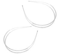 HAPINARY 2pcs Silver Rhinestone Bridal Hair Bands with Double Layer Design, Shimmering Elegance and Resistant to Deformation, for Special Occasions and Parties