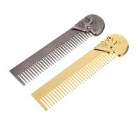 HAPINARY 2pcs Skull Design Zinc Alloy Mustache Comb for Men Dual-sided Fine Teeth Beard Grooming Tool Pocket-sized for Precise Hair Styling and Gentle Care