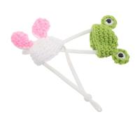 HAPINARY 2PCS Small Pet Costume Hats for Hamsters Lizards Parrots Lightweight Knitted Bunny Frog Caps Comfortable Fit Pet Headwear for Festive Photoshoots and Parties