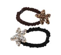 HAPINARY 2pcs Stylish Rhinestone Hair Ties with Sea Star Charm High Elasticity Comfortable Ponytail Holders for Women Full Crystal Sparkle Hair Bands Versatile Fashion Accessories