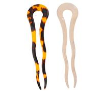 HAPINARY 2pcs u Shaped Hair Elegant Buns Daily Use and Parties Smooth Acetate Hair Accessories Deep Tortoise Shell