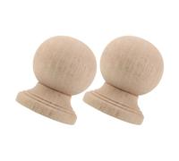 HAPINARY 2pcs Unfinished Solid Wood Fence Post Toppers and Staircase Finials, 8x10cm Round Wooden Baluster Caps for Garden Fence, Bed Posts, and DIY Furniture Decoration
