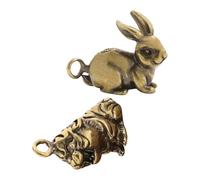 HAPINARY 2Pcs Vintage Brass Animal Keychains, Mini Rabbit and Tiger Pendant Charms for Jewelry Making, Handbag and Backpack Accessories, DIY Craft Ornaments