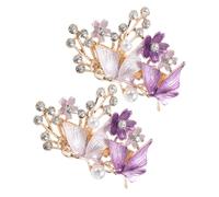 HAPINARY 2pcs Vintage French Barrette Clips with Rhinestone Flower and Simulated Pearls Butterfly Shaped Decorative Hair Clips for Women Secure Hold Retro Accessories for Various Hairstyles