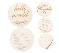 HAPINARY 2pcs Wooden Commemorative Plaque Birth Announcement Milestones Newborn Sign Name Date Weight